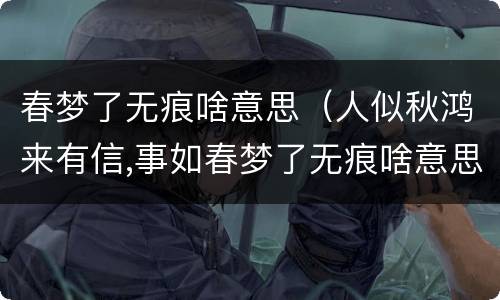 春梦了无痕啥意思（人似秋鸿来有信,事如春梦了无痕啥意思）