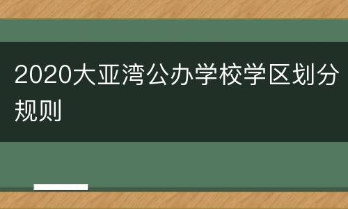 2020大亚湾公办学校学区划分规则