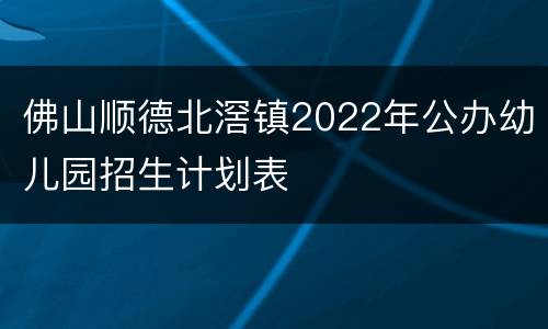 佛山顺德北滘镇2022年公办幼儿园招生计划表