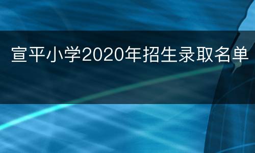 宣平小学2020年招生录取名单