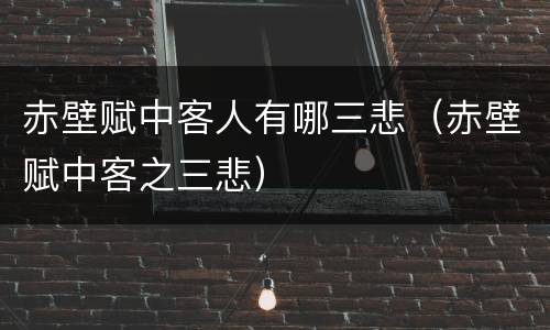 赤壁赋中客人有哪三悲（赤壁赋中客之三悲）