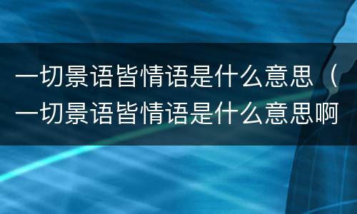 一切景语皆情语是什么意思（一切景语皆情语是什么意思啊）