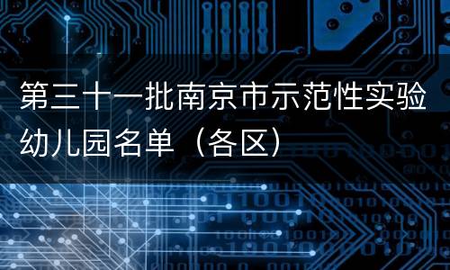 第三十一批南京市示范性实验幼儿园名单（各区）