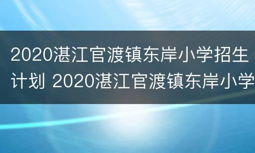 2020湛江官渡镇东岸小学招生计划 2020湛江官渡镇东岸小学招生计划是多少