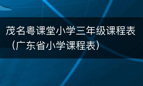茂名粤课堂小学三年级课程表（广东省小学课程表）