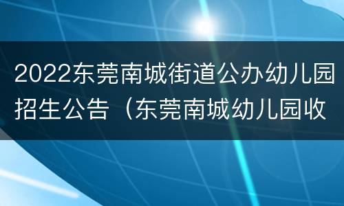 2022东莞南城街道公办幼儿园招生公告（东莞南城幼儿园收费一览表2020）
