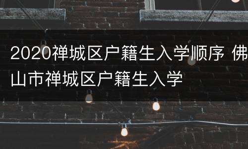 2020禅城区户籍生入学顺序 佛山市禅城区户籍生入学