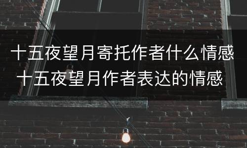 十五夜望月寄托作者什么情感 十五夜望月作者表达的情感