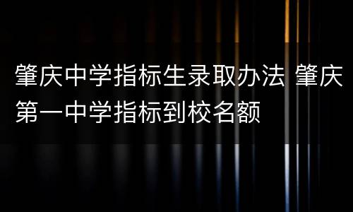 肇庆中学指标生录取办法 肇庆第一中学指标到校名额