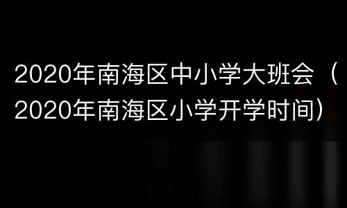 2020年南海区中小学大班会（2020年南海区小学开学时间）