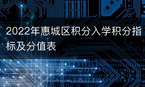 2022年惠城区积分入学积分指标及分值表