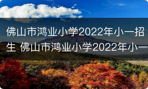 佛山市鸿业小学2022年小一招生 佛山市鸿业小学2022年小一招生人数