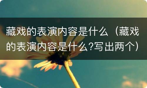 藏戏的表演内容是什么（藏戏的表演内容是什么?写出两个）