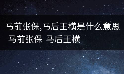 马前张保,马后王横是什么意思 马前张保 马后王横