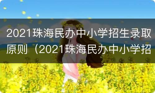 2021珠海民办中小学招生录取原则（2021珠海民办中小学招生录取原则及条件）
