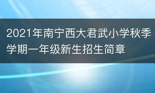 2021年南宁西大君武小学秋季学期一年级新生招生简章