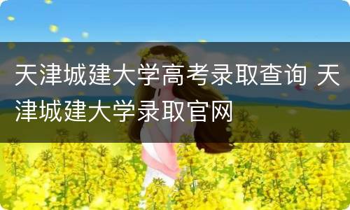 天津城建大学高考录取查询 天津城建大学录取官网