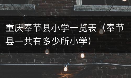 重庆奉节县小学一览表（奉节县一共有多少所小学）
