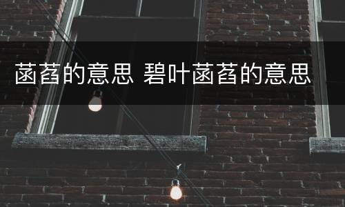 菡萏的意思 碧叶菡萏的意思