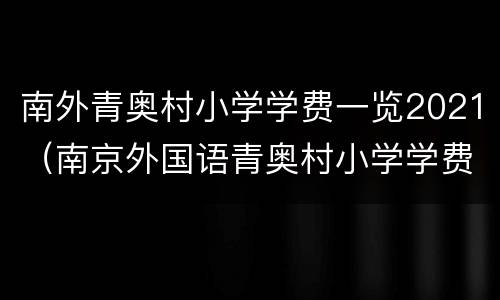 南外青奥村小学学费一览2021（南京外国语青奥村小学学费）