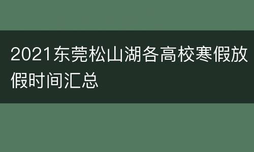 2021东莞松山湖各高校寒假放假时间汇总