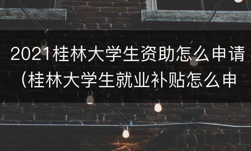2021桂林大学生资助怎么申请（桂林大学生就业补贴怎么申请）