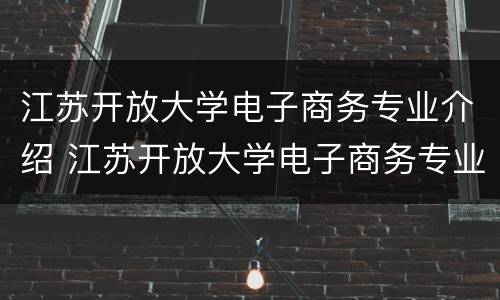 江苏开放大学电子商务专业介绍 江苏开放大学电子商务专业介绍视频