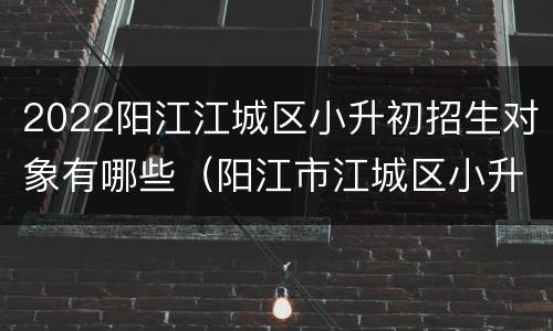 2022阳江江城区小升初招生对象有哪些（阳江市江城区小升初分配学校）