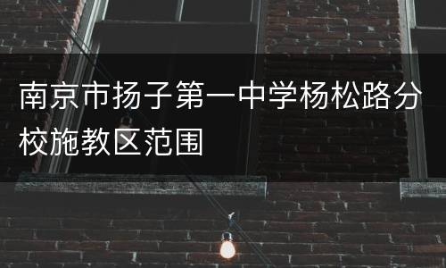 南京市扬子第一中学杨松路分校施教区范围