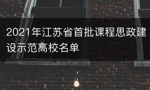 2021年江苏省首批课程思政建设示范高校名单