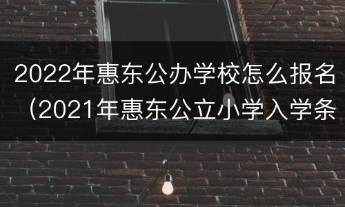 2022年惠东公办学校怎么报名（2021年惠东公立小学入学条件）