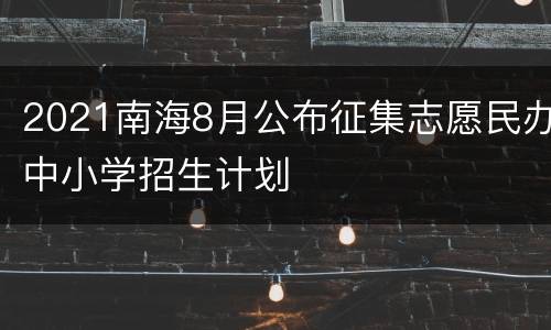2021南海8月公布征集志愿民办中小学招生计划
