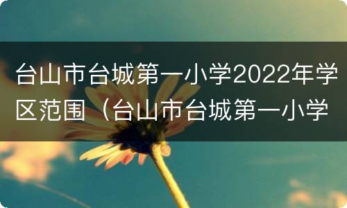 台山市台城第一小学2022年学区范围（台山市台城第一小学2022年学区范围划分）