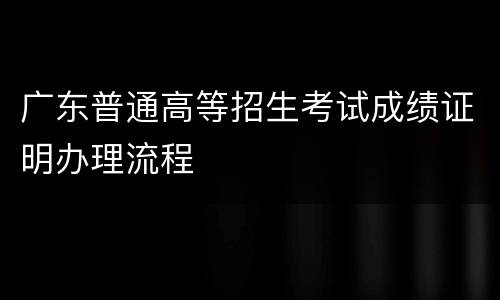 广东普通高等招生考试成绩证明办理流程