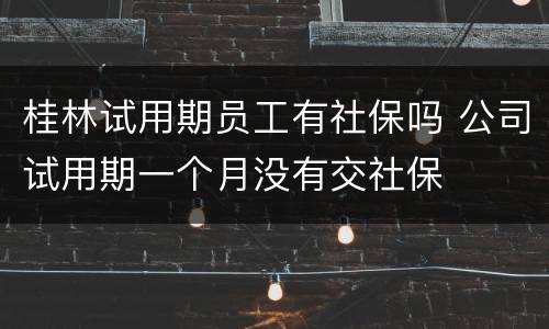 桂林试用期员工有社保吗 公司试用期一个月没有交社保