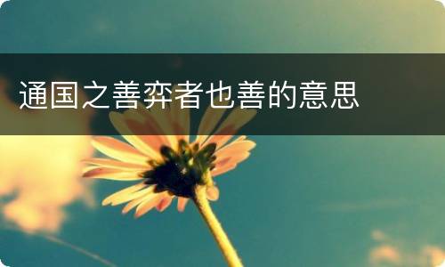 通国之善弈者也善的意思