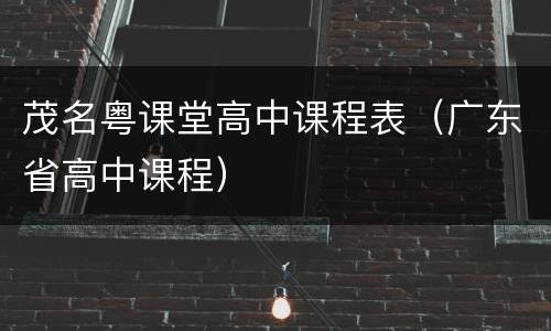 茂名粤课堂高中课程表（广东省高中课程）
