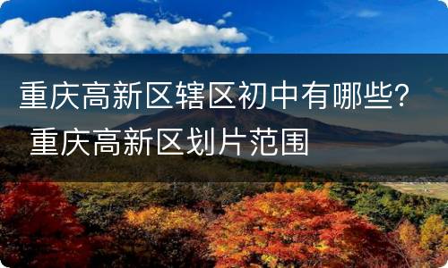 重庆高新区辖区初中有哪些？ 重庆高新区划片范围