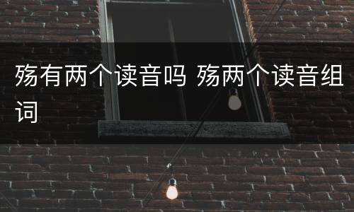 殇有两个读音吗 殇两个读音组词
