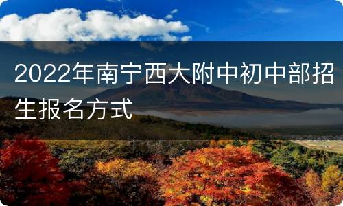 2022年南宁西大附中初中部招生报名方式