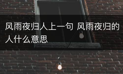 风雨夜归人上一句 风雨夜归的人什么意思