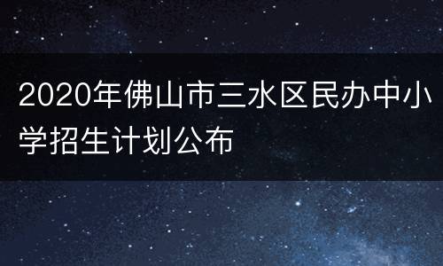 2020年佛山市三水区民办中小学招生计划公布