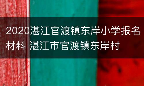 2020湛江官渡镇东岸小学报名材料 湛江市官渡镇东岸村