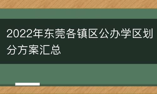 2022年东莞各镇区公办学区划分方案汇总