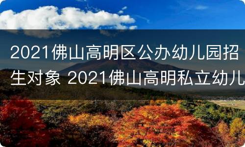 2021佛山高明区公办幼儿园招生对象 2021佛山高明私立幼儿园招生