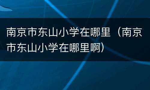 南京市东山小学在哪里（南京市东山小学在哪里啊）