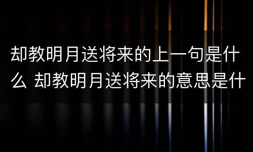 却教明月送将来的上一句是什么 却教明月送将来的意思是什么
