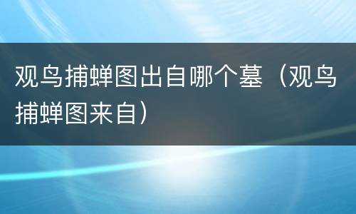 观鸟捕蝉图出自哪个墓（观鸟捕蝉图来自）