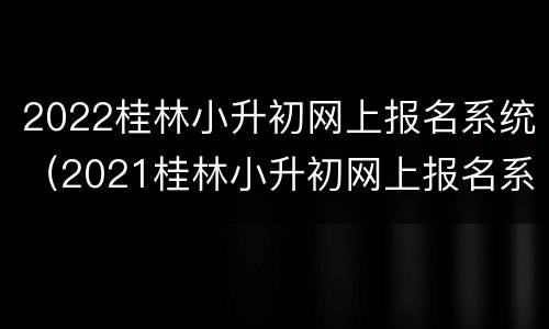 2022桂林小升初网上报名系统（2021桂林小升初网上报名系统）