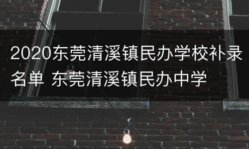 2020东莞清溪镇民办学校补录名单 东莞清溪镇民办中学